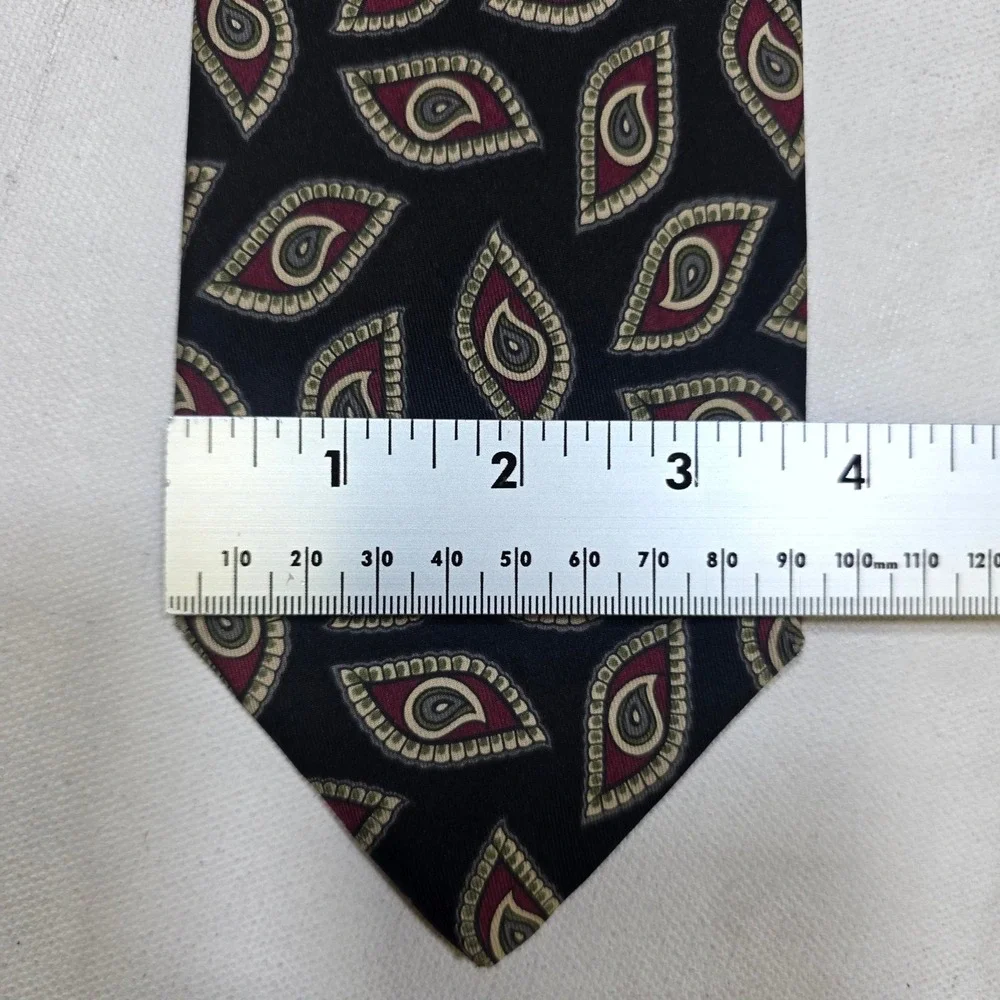 Robert Talbott Necktie Mens OS Black Red Geometric Teardrop Silk Garys & Company